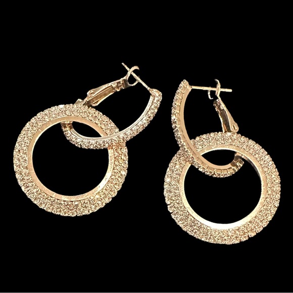Kaitin Jewelry - Elegant Rose Gold Tone Hoop Earrings Two Looks One Pair NEW